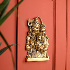 Brass Shiva Family wall hanging (11.5 Inch)