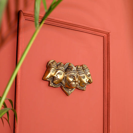 Brass Panchmukhi Hanuman Face Wall Hanging (3.8 Inch)