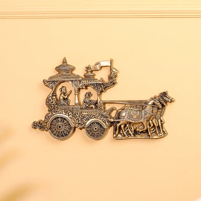 Brass Arjun And Krishna Rath Wall Hanging (7.3 Inch)