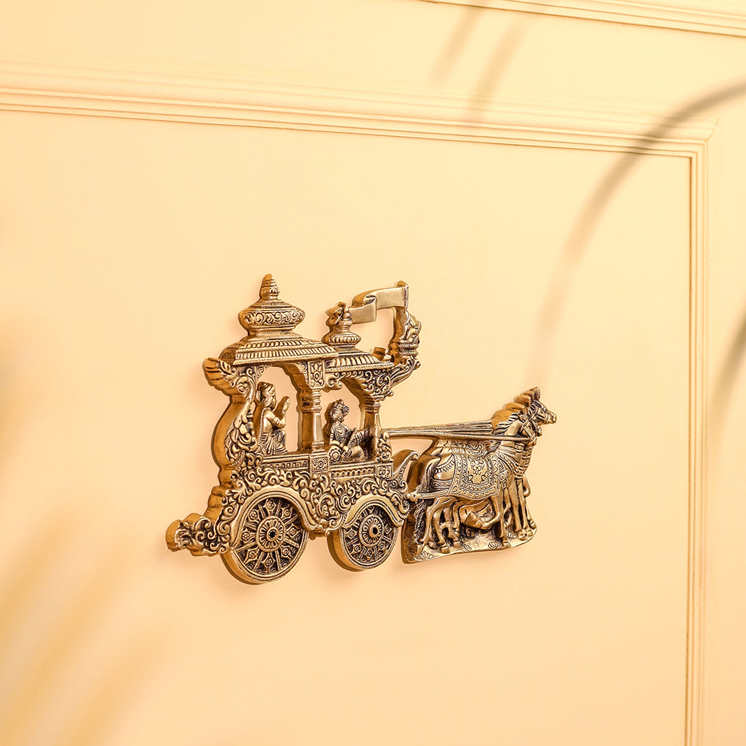 Brass Arjun And Krishna Rath Wall Hanging (7.3 Inch)