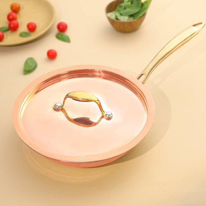 Copper Fry Pan With Lid And Handle (16.5 Inch)