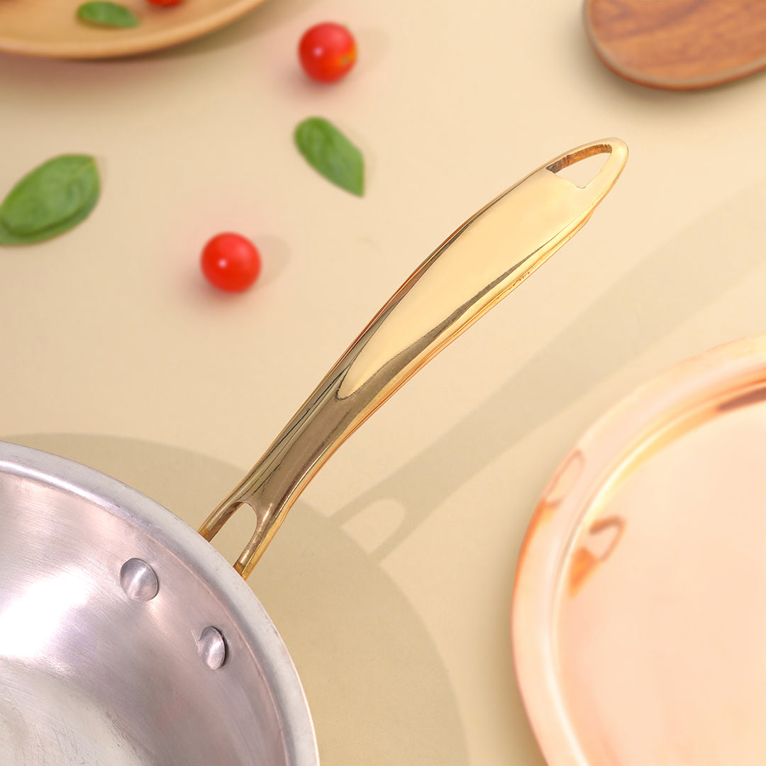 Copper Fry Pan With Lid And Handle (16.5 Inch)