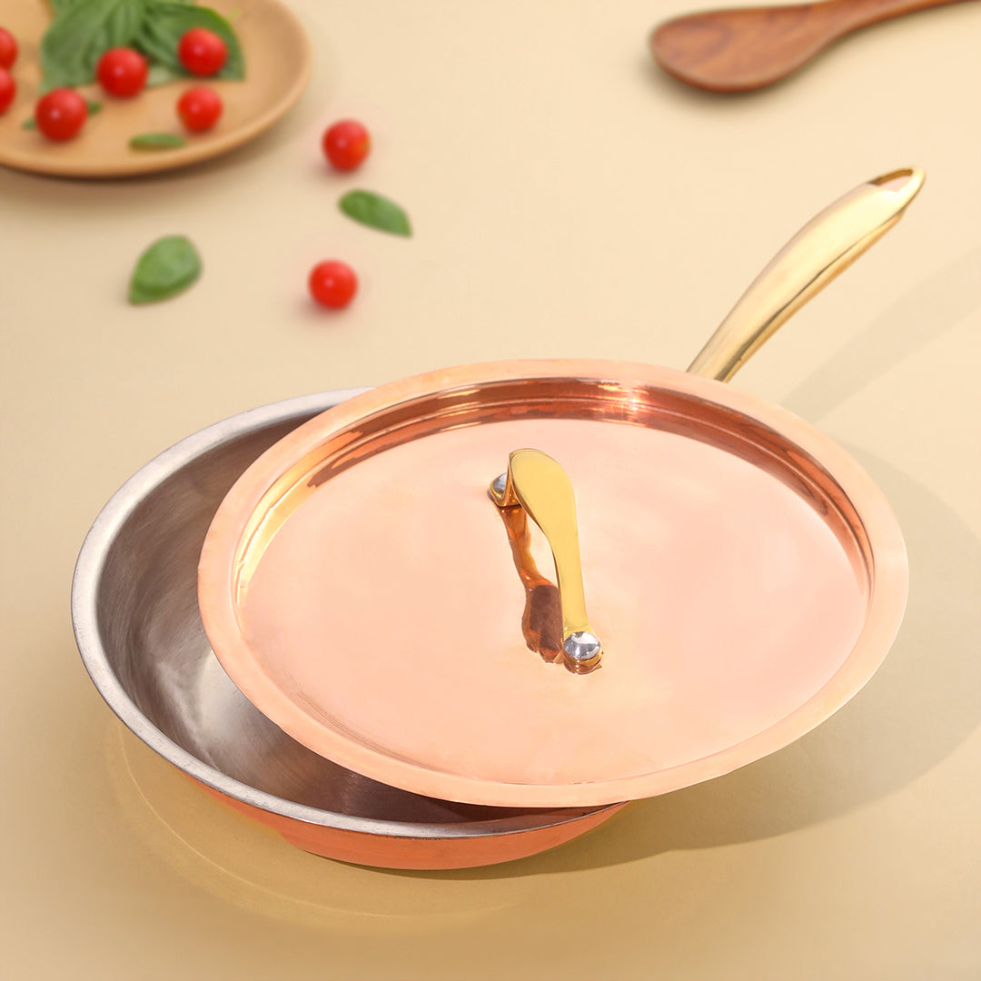 Copper Fry Pan With Lid And Handle (16.5 Inch)