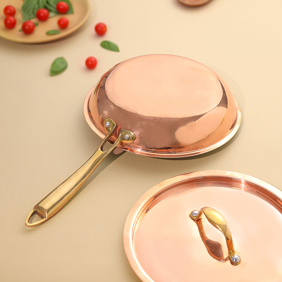 Copper Fry Pan With Lid And Handle (16.5 Inch)