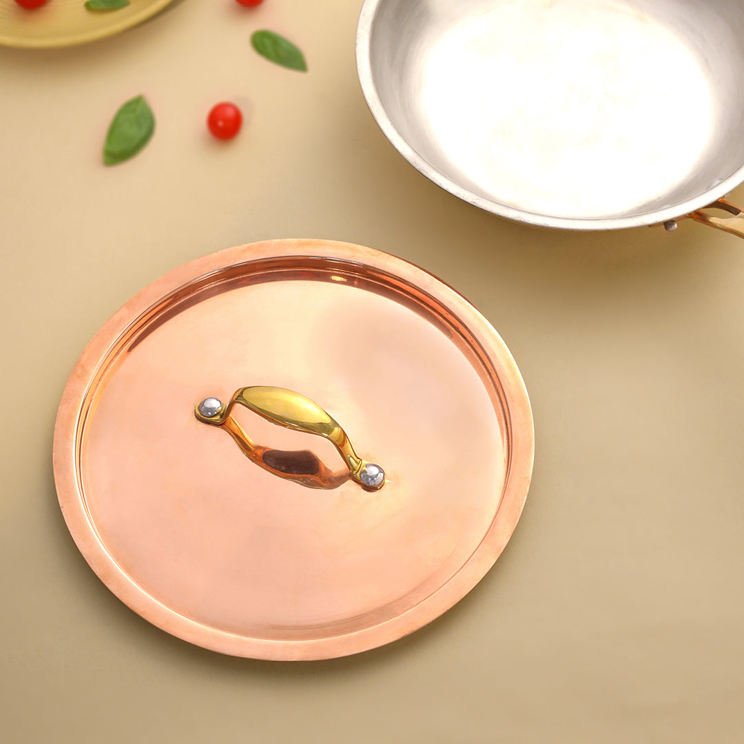 Copper Fry Pan With Lid And Handle (16.5 Inch)