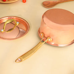 Copper Sauce Pan With Lid And Handle (14.3 Inch)