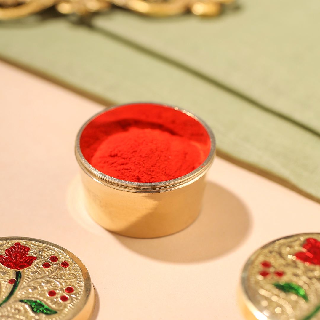 Brass Kumkum / Sindoor Box Pack of Two (1.2 INCH)