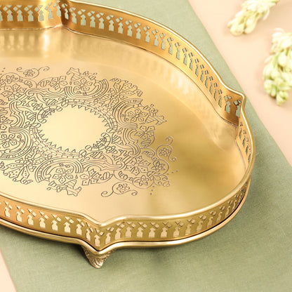 Brass Matt Oval Embossed Tray