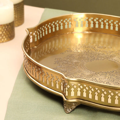 Brass Matt Oval Embossed Tray