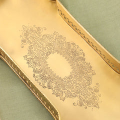 Brass Matt Finished Decorative Rectangular Shape Designer Tray With Legs (15.8 Inch)