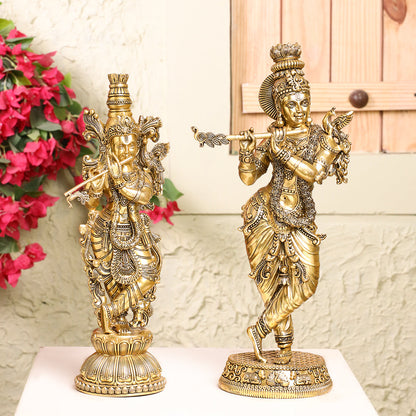 Brass Krishna Idol – Antique Finish