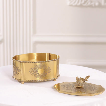 Brass Dry Fruit Box with Floral Lid – Handcrafted Elegance