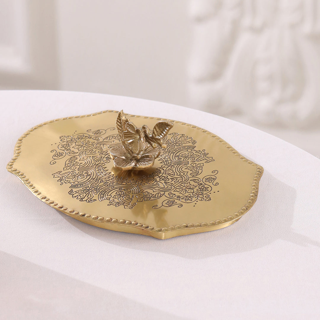 Brass Dry Fruit Box with Floral Lid – Handcrafted Elegance