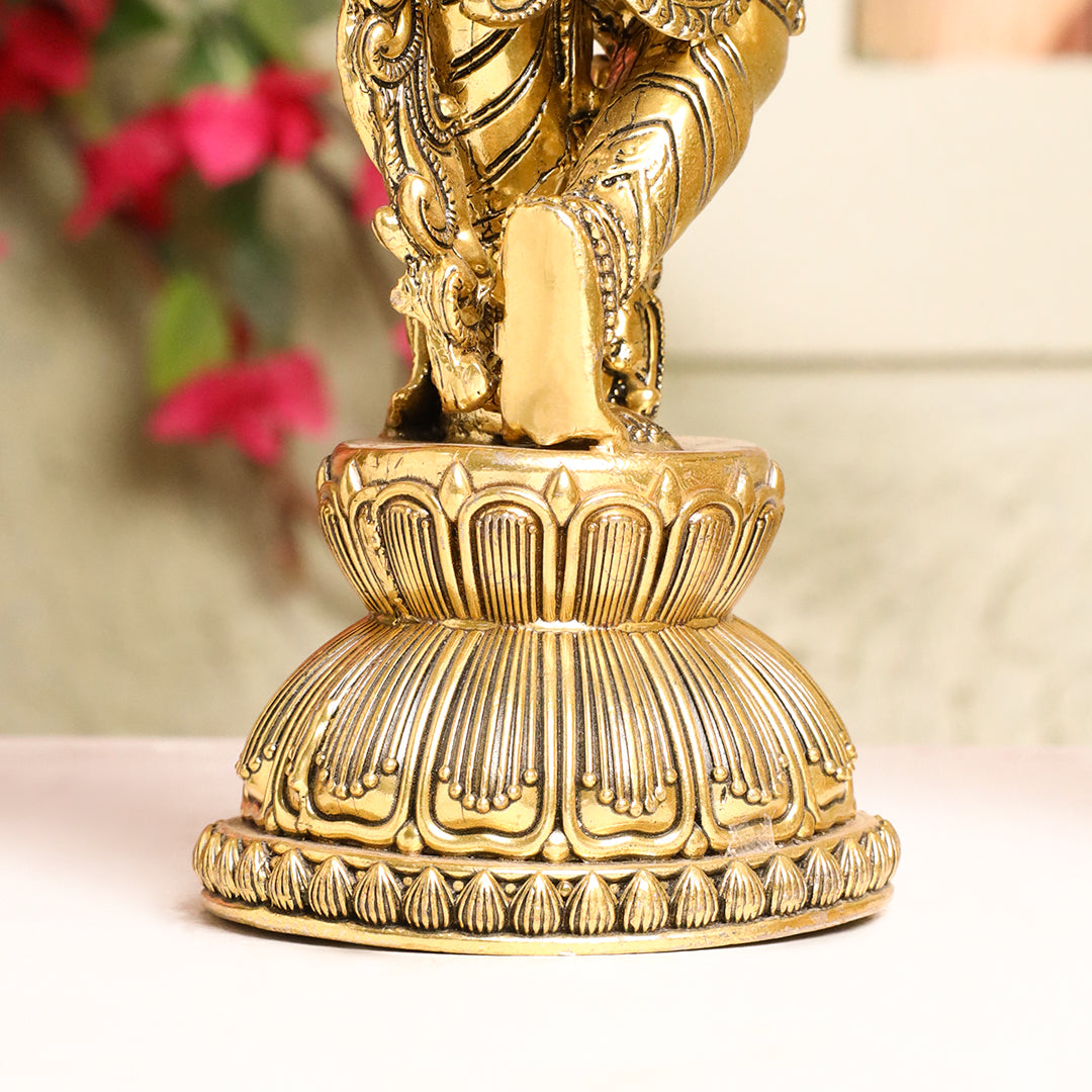 Brass Krishna Idol – Antique Finish