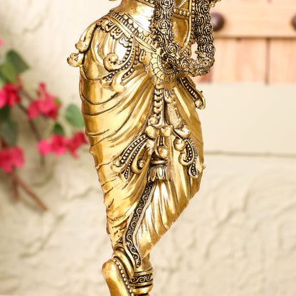 Brass Krishna Idol – Antique Finish
