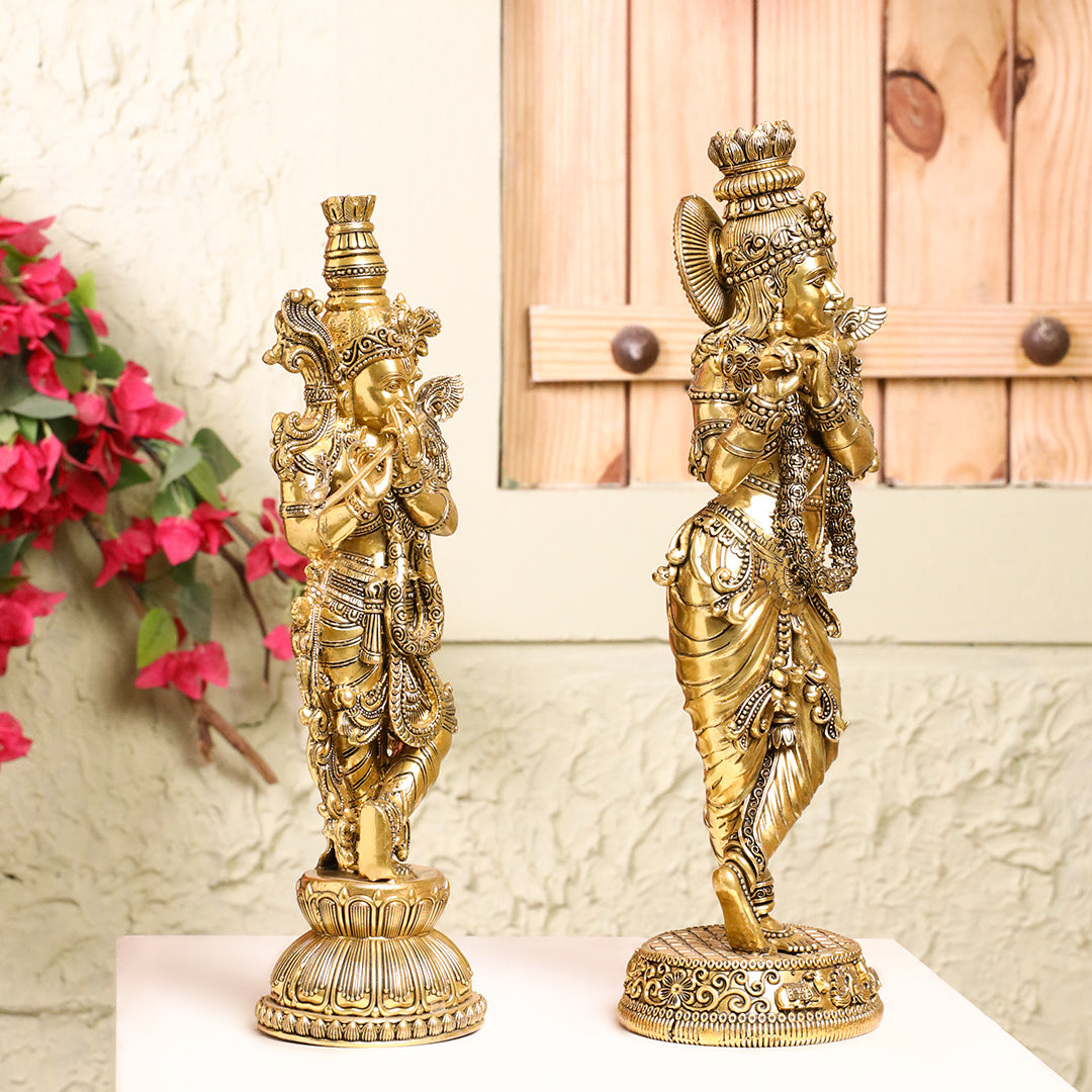 Brass Krishna Idol – Antique Finish