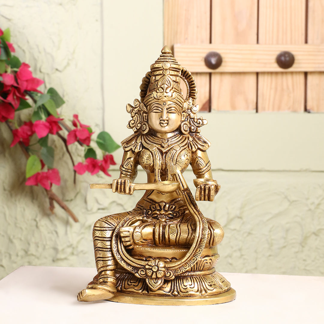 Brass Goddess Annapurna Idol – Bestower of Nourishment & Prosperity (10.5 Inch)