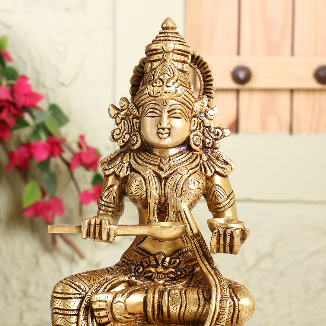 Brass Goddess Annapurna Idol – Bestower of Nourishment & Prosperity (10.5 Inch)
