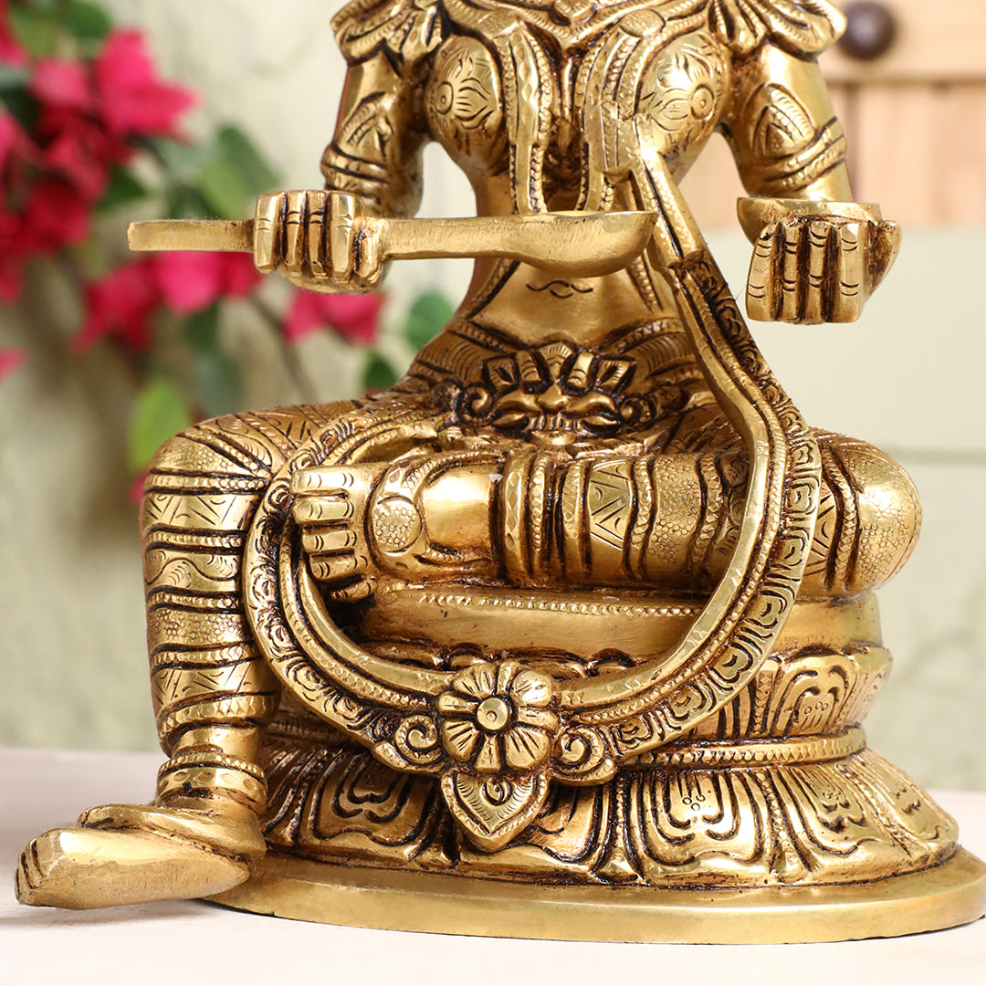 Brass Goddess Annapurna Idol – Bestower of Nourishment & Prosperity (10.5 Inch)