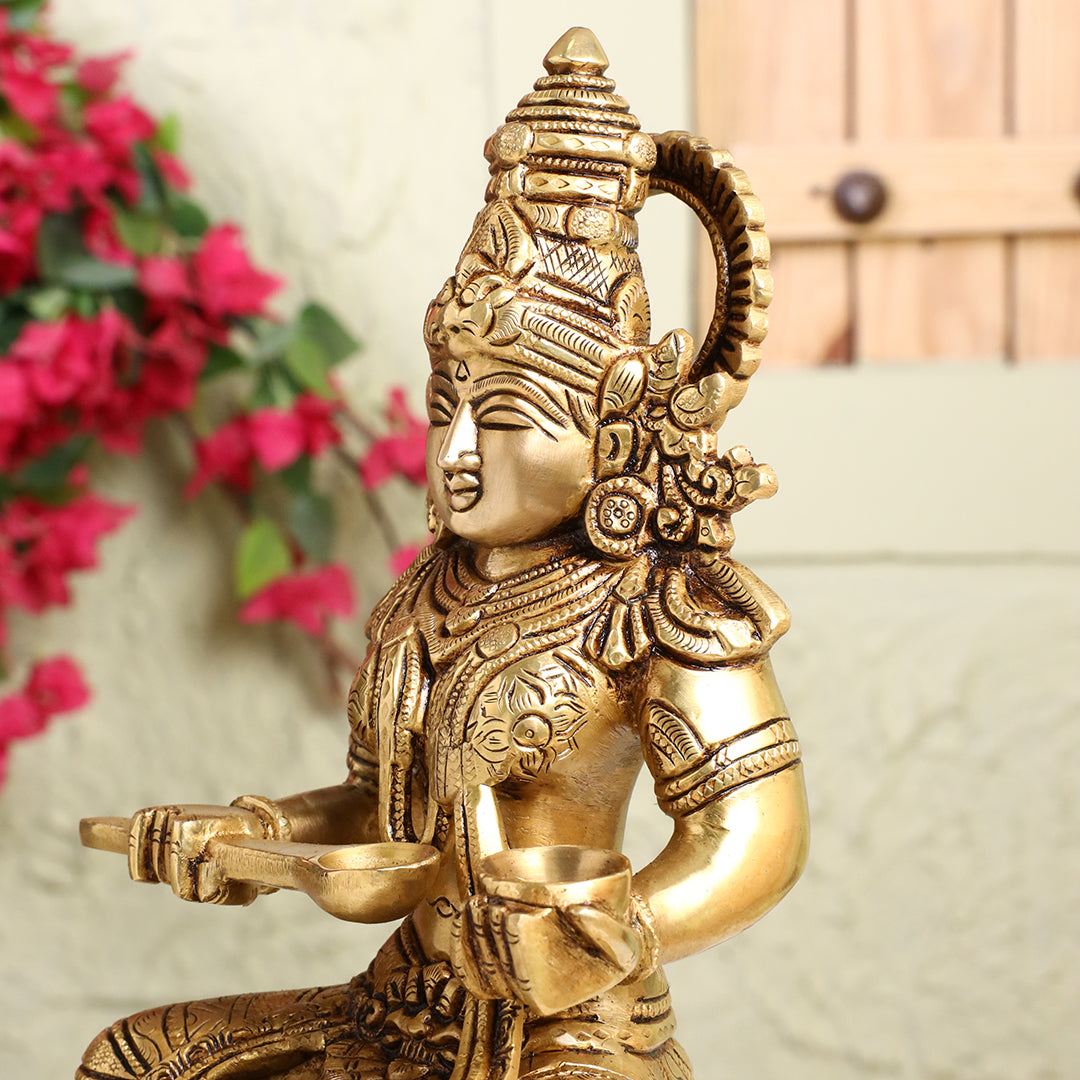Brass Goddess Annapurna Idol – Bestower of Nourishment & Prosperity (10.5 Inch)