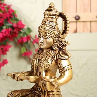Brass Goddess Annapurna Idol – Bestower of Nourishment & Prosperity (10.5 Inch)