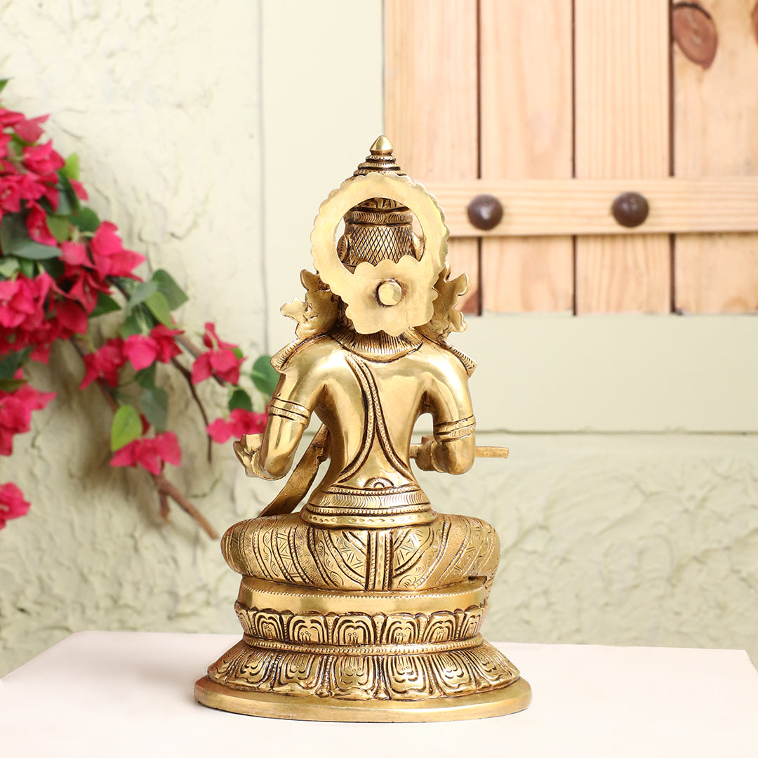 Brass Goddess Annapurna Idol – Bestower of Nourishment & Prosperity (10.5 Inch)