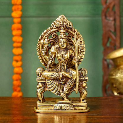 Brass Goddess Rajarajeshwari Idol – Divine Mother of the Universe (7.5 Inch)