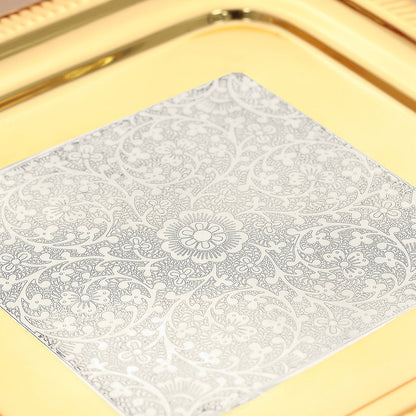 Brass Silver & Gold Finish 4 Bowl & 4 Spoon And 1 Tray Set With Velvet box