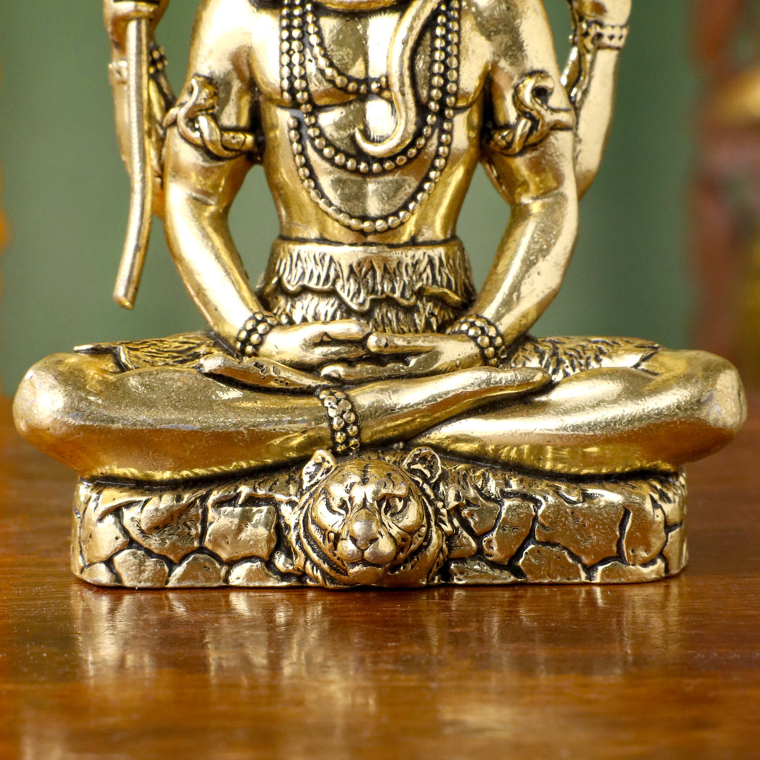 Brass Lord Shiva Idol – Meditative Pose with Trishul (4 INCH)