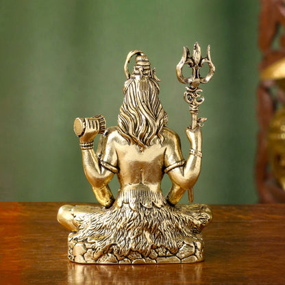 Brass Lord Shiva Idol – Meditative Pose with Trishul (4 INCH)