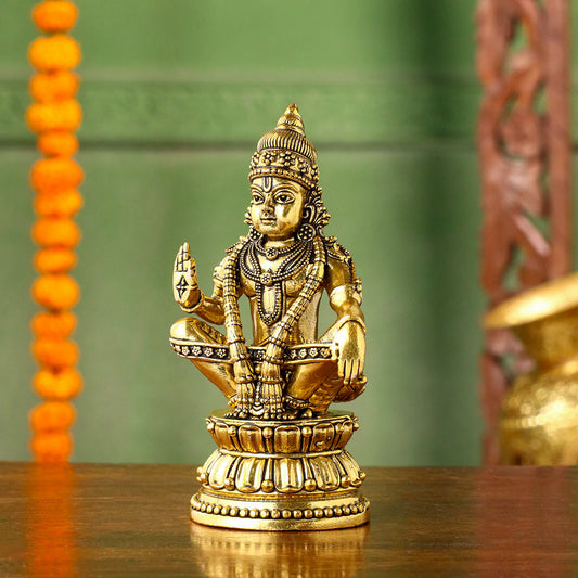 Brass Lord Ayyappa Idol – Seated Yogic Pose