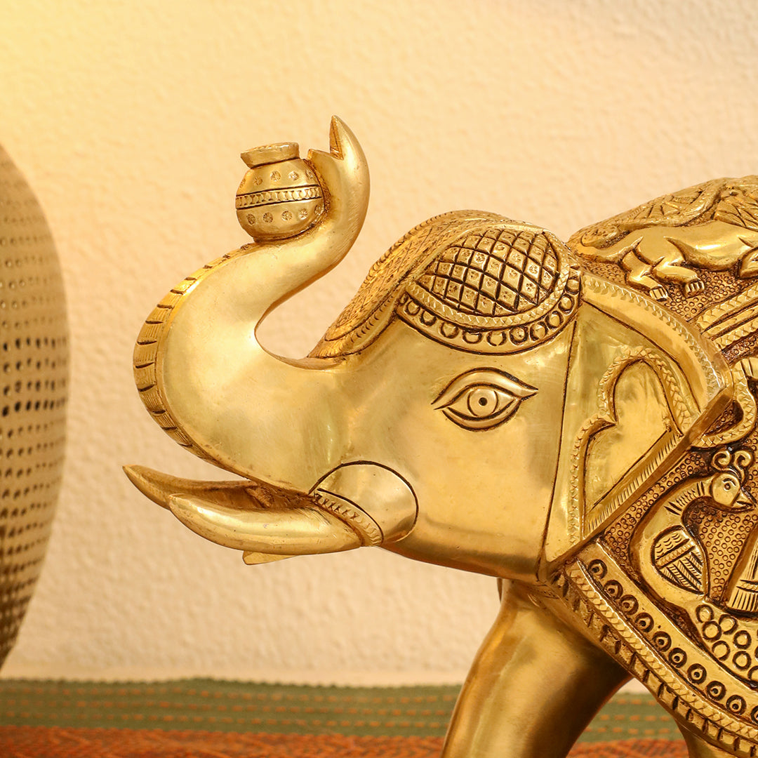 Brass Superfine Elephant Royal Statue (8.5 Inch)