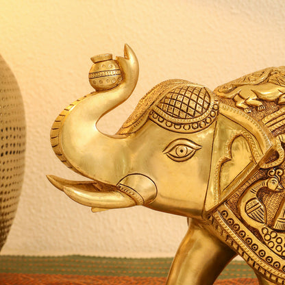 Brass Superfine Elephant Royal Statue (8.5 Inch)