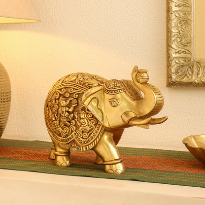 Brass Superfine Elephant Royal Statue (8.5 Inch)