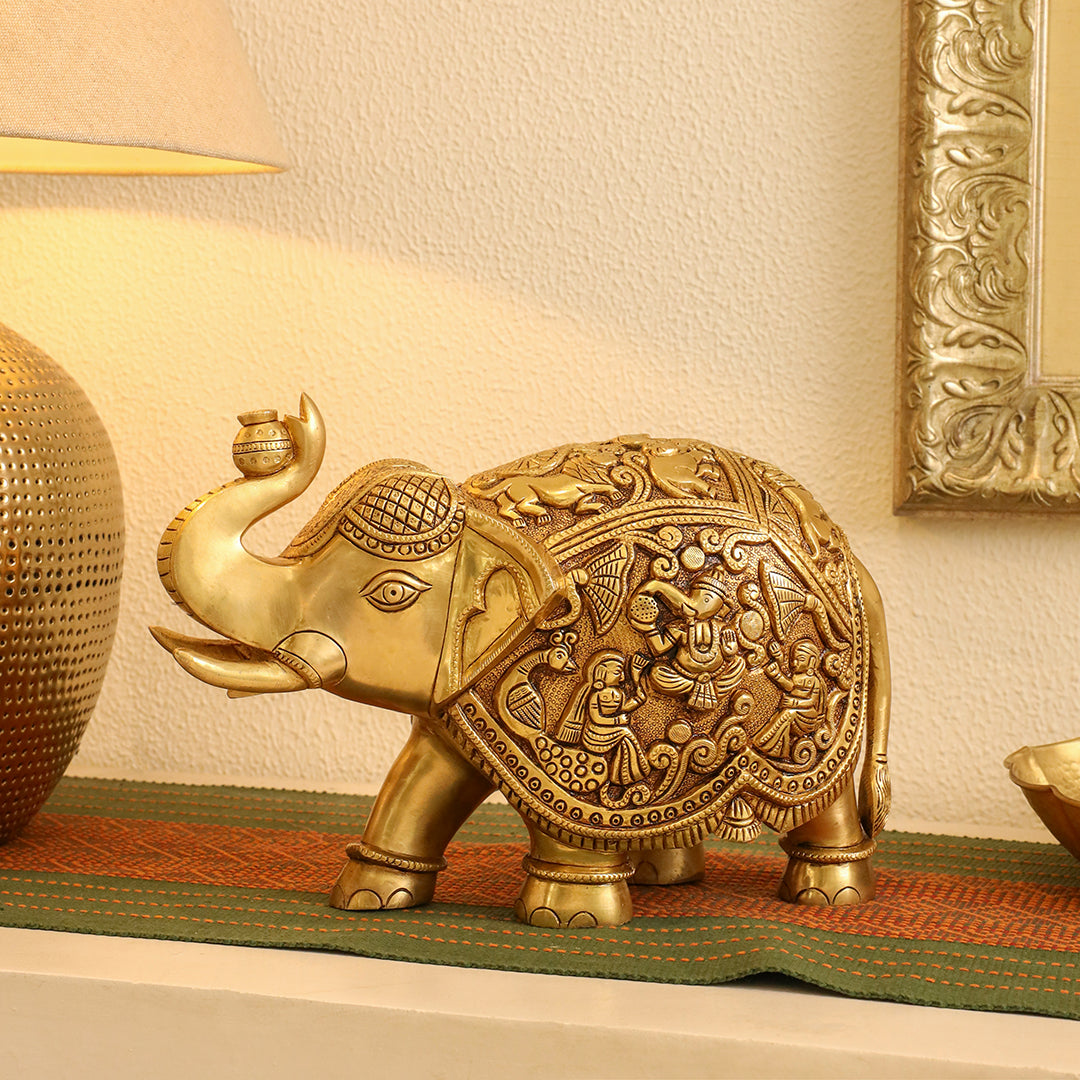 Brass Superfine Elephant Royal Statue (8.5 Inch)