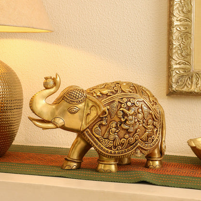 Brass Superfine Elephant Royal Statue (8.5 Inch)