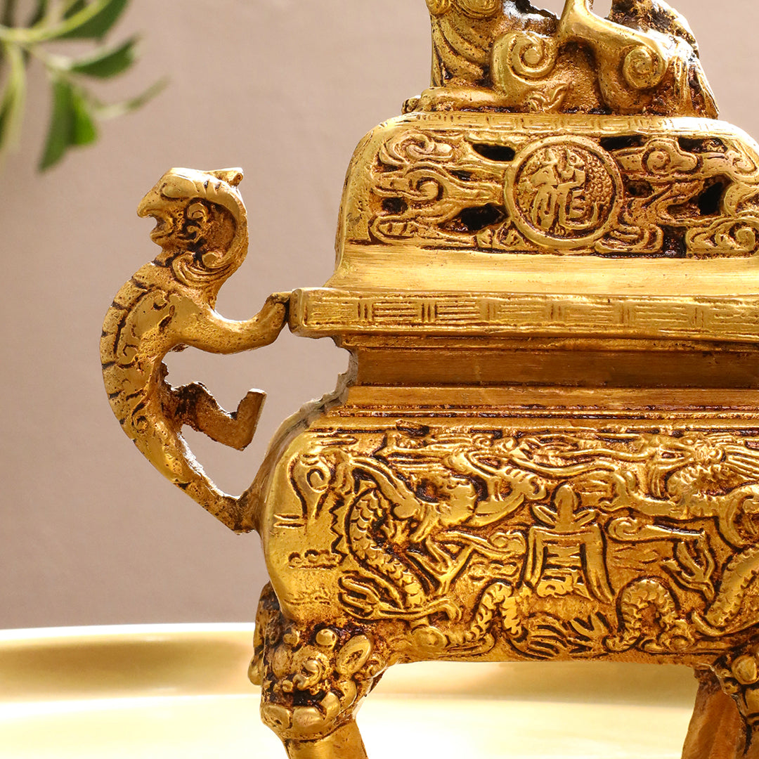 Brass Yali/Dragon Dhoop Dani & Incense Holder