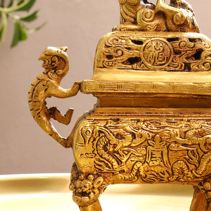 Brass Yali/Dragon Dhoop Dani & Incense Holder