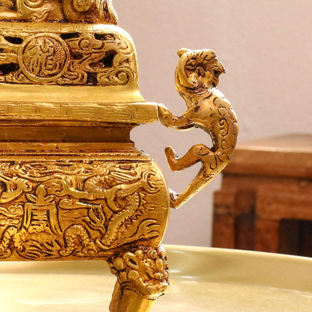 Brass Yali/Dragon Dhoop Dani & Incense Holder