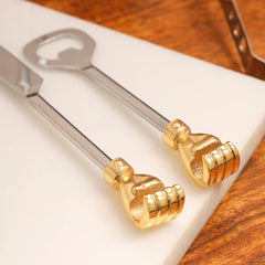 Brass & Steel Bar Tool Set with Stand (9.8 Inch)