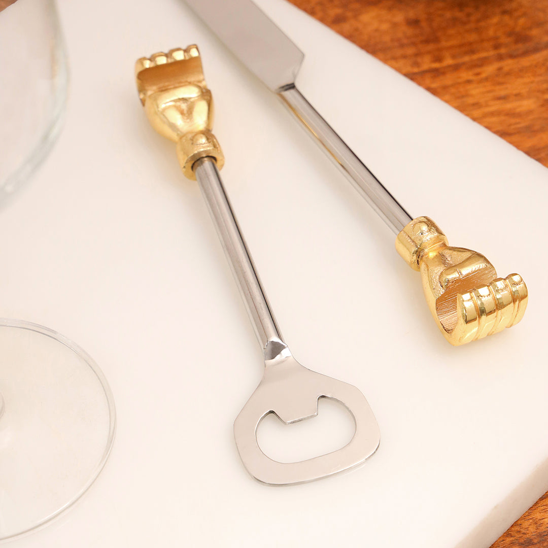 Brass & Steel Bar Tool Set with Stand (9.8 Inch)