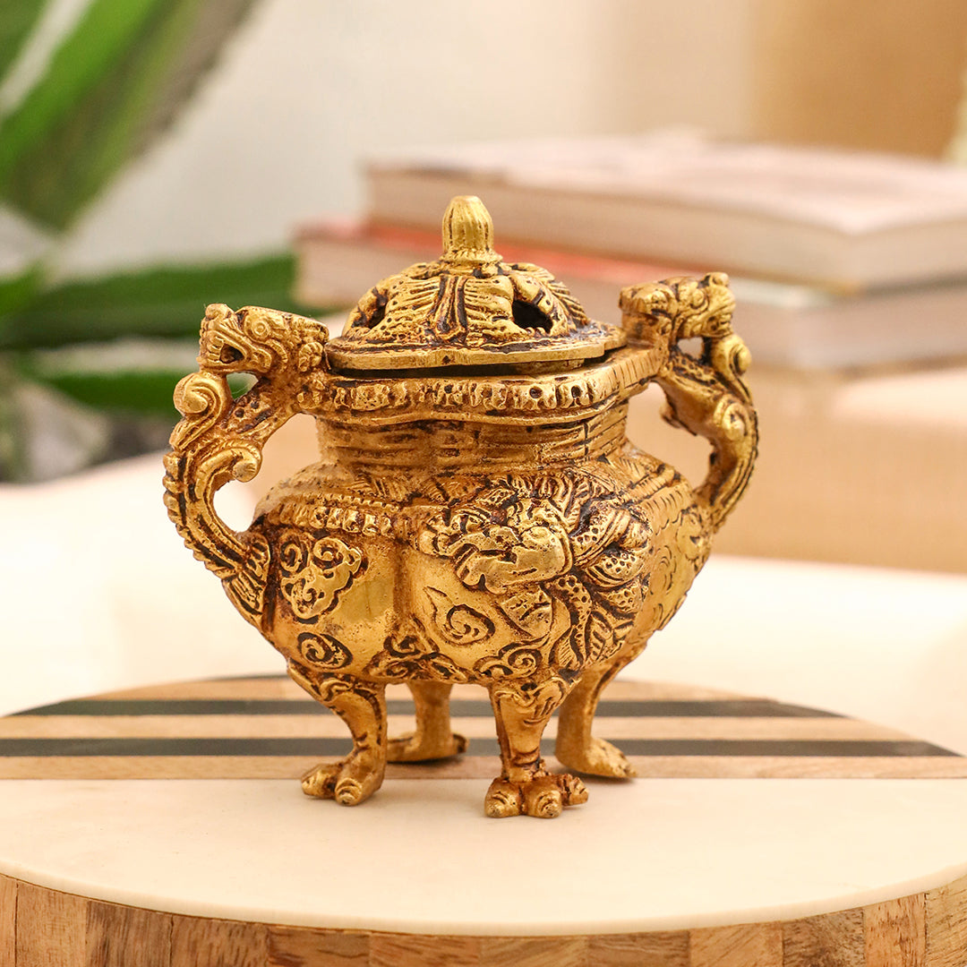 Brass Yali/Dragon Dhoop Dani & Incense Holder