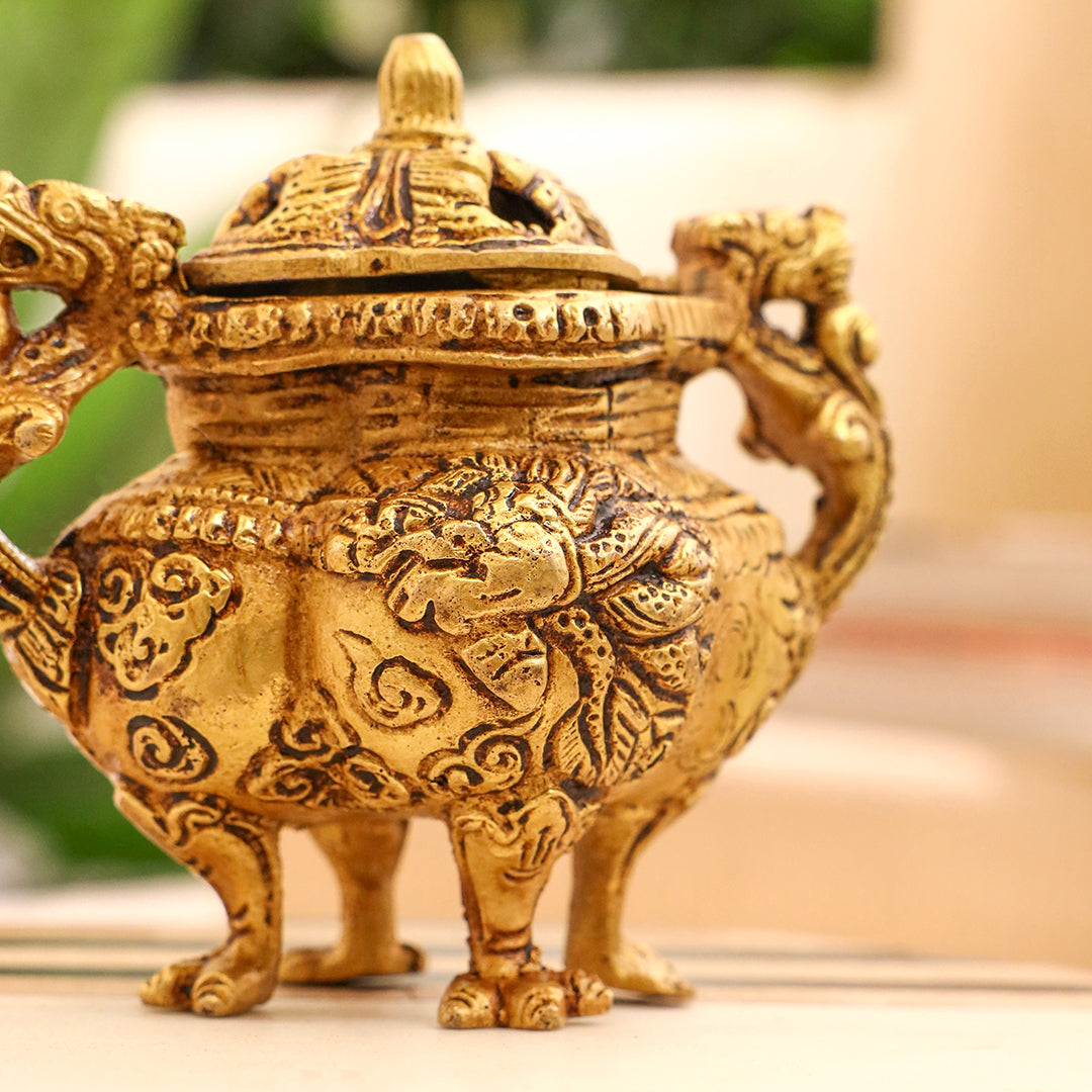 Brass Yali/Dragon Dhoop Dani & Incense Holder