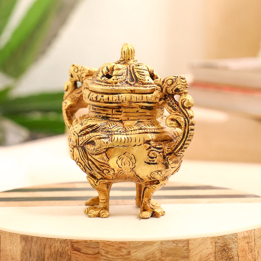 Brass Yali/Dragon Dhoop Dani & Incense Holder