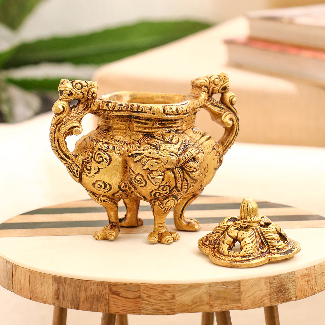 Brass Yali/Dragon Dhoop Dani & Incense Holder