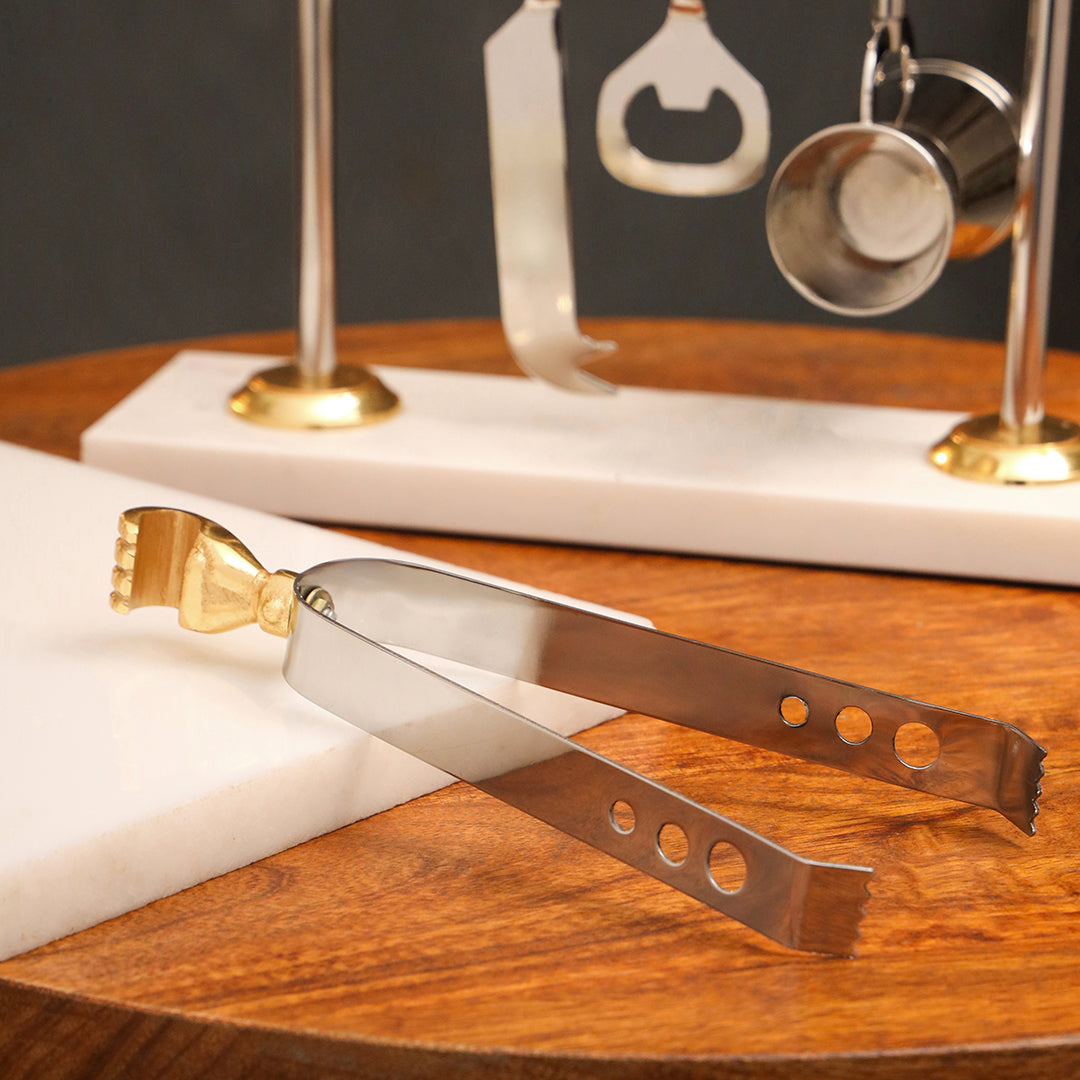 Brass & Steel Bar Tool Set with Stand (9.8 Inch)