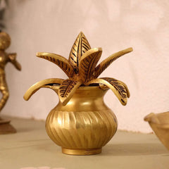 Brass Kalash with Coconut & Leaves (5 INCH)