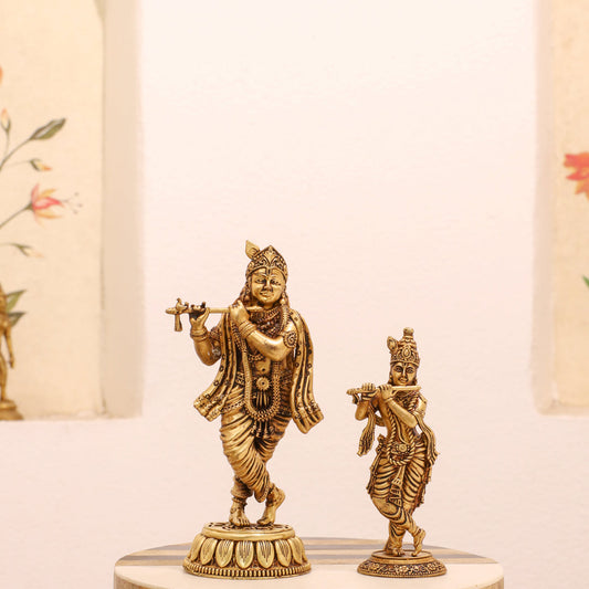 Brass Lord Krishna Standing Statue