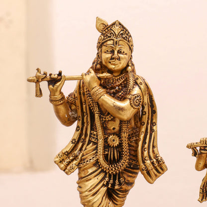 Brass Lord Krishna Standing Statue