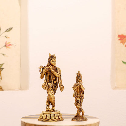 Brass Lord Krishna Standing Statue